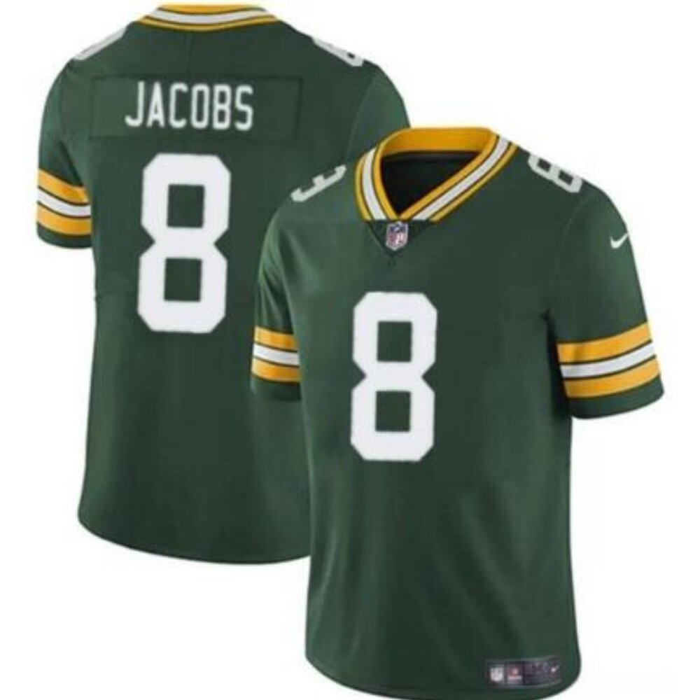 Green Bay Packers #8 Josh Jacobs Green Vapor Limited Stitched Football Jersey